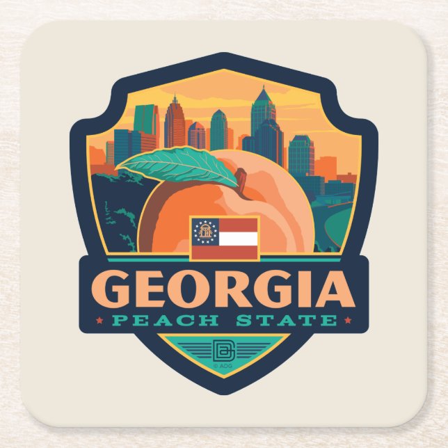 State Pride | Georgia Square Paper Coaster (Front)