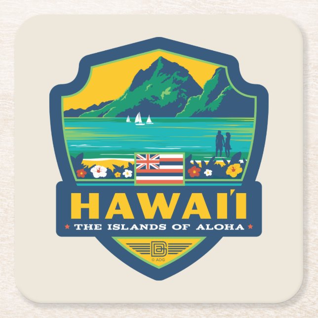 State Pride | Hawaii Square Paper Coaster (Front)