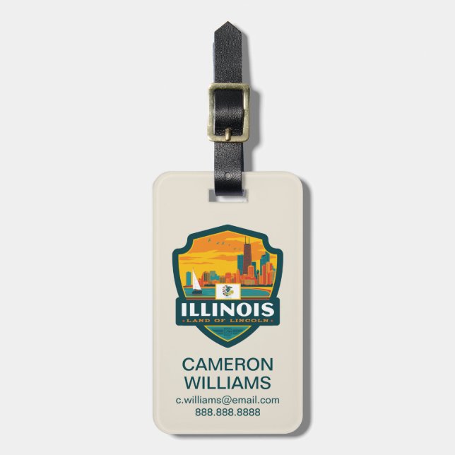 State Pride | Illinois Luggage Tag (Front Vertical)