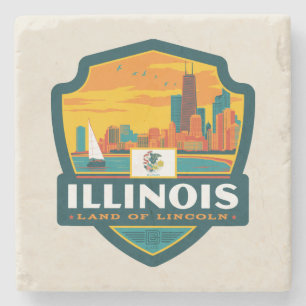 State Pride Illinois Stone Coaster