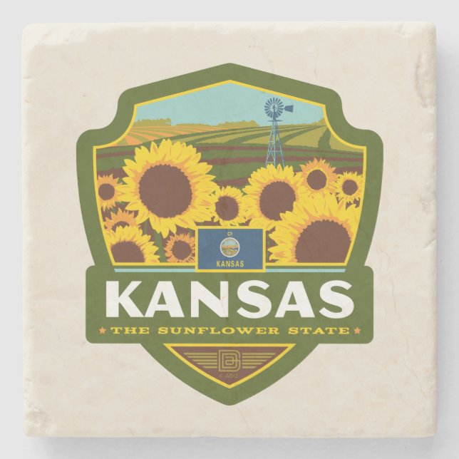 State Pride | Kansas Stone Coaster (Front)