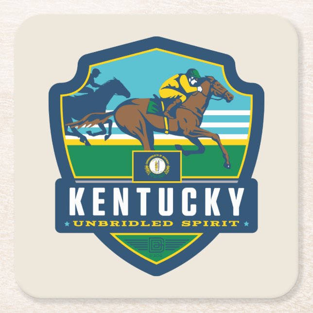 State Pride | Kentucky Square Paper Coaster (Front)