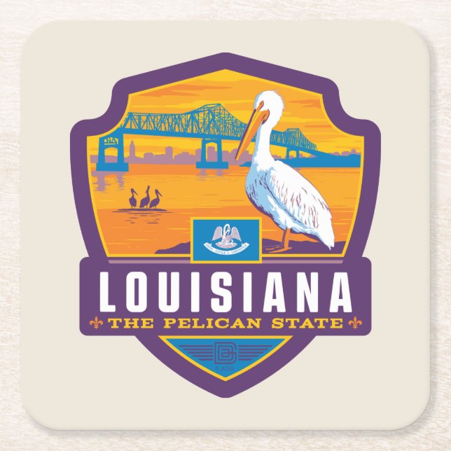 State Pride | Louisiana Square Paper Coaster (Front)