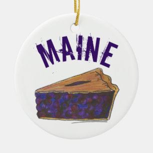 State Pride Maine Blueberry Pie Slice Ceramic Tree Decoration