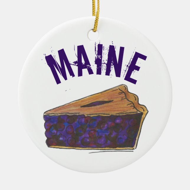 State Pride Maine Blueberry Pie Slice Ceramic Tree Decoration (Front)