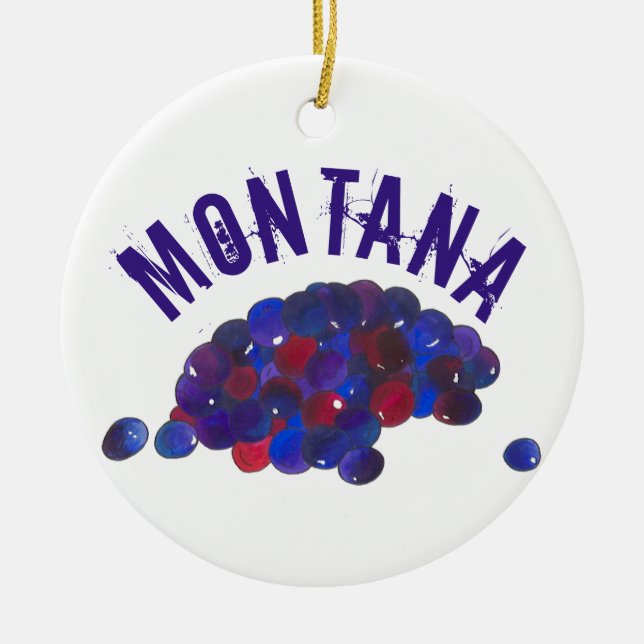 State Pride Montana Huckleberries Blue Huckleberry Ceramic Tree Decoration (Front)