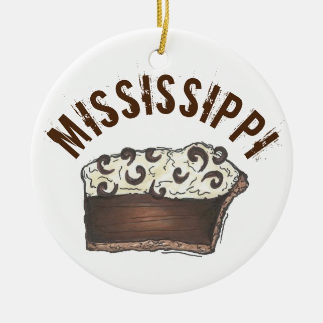 State Pride MS Mississippi Mud Pie Slice Ceramic Tree Decoration (Front)