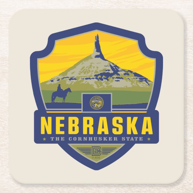 State Pride | Nebraska Square Paper Coaster (Front)