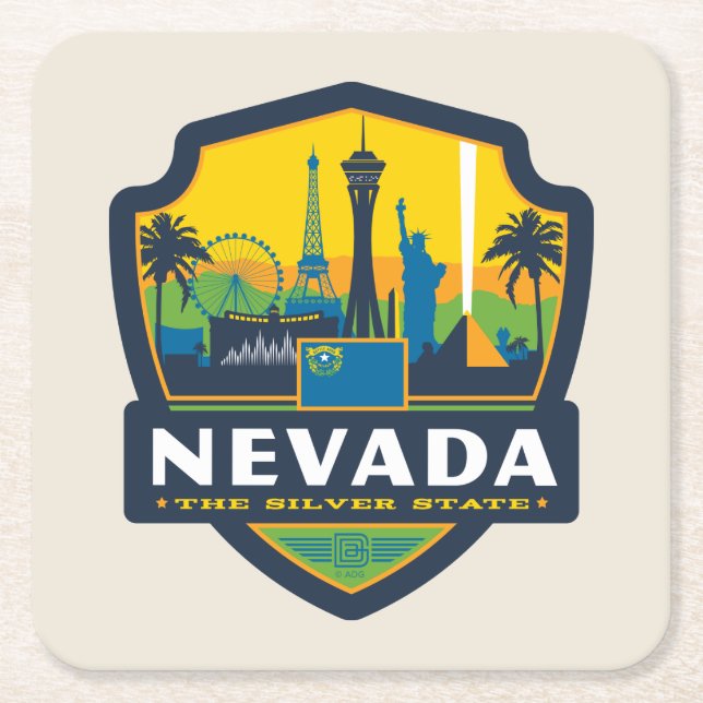 State Pride | Nevada Square Paper Coaster (Front)