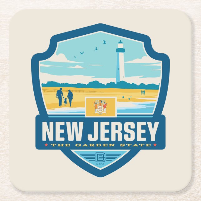 State Pride | New Jersey Square Paper Coaster (Front)