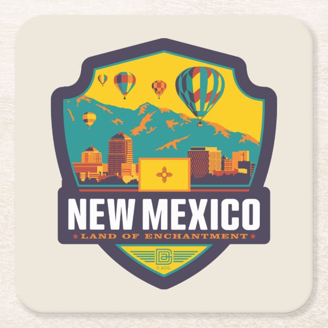 State Pride | New Mexico Square Paper Coaster (Front)