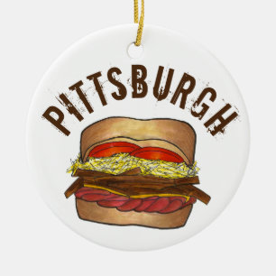 State Pride Pittsburgh Pennsylvania Sandwich Ceramic Tree Decoration