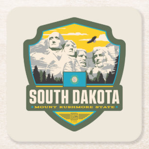 State Pride   South Dakota Square Paper Coaster