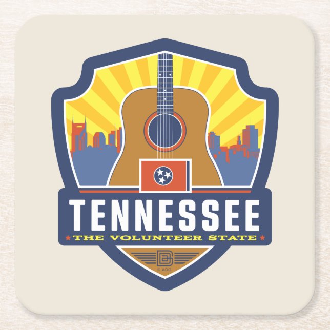 State Pride | Tennessee Square Paper Coaster (Front)