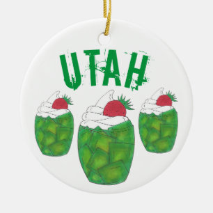 State Pride UTAH Green Gelatin Dessert Parfait Ceramic Tree Decoration