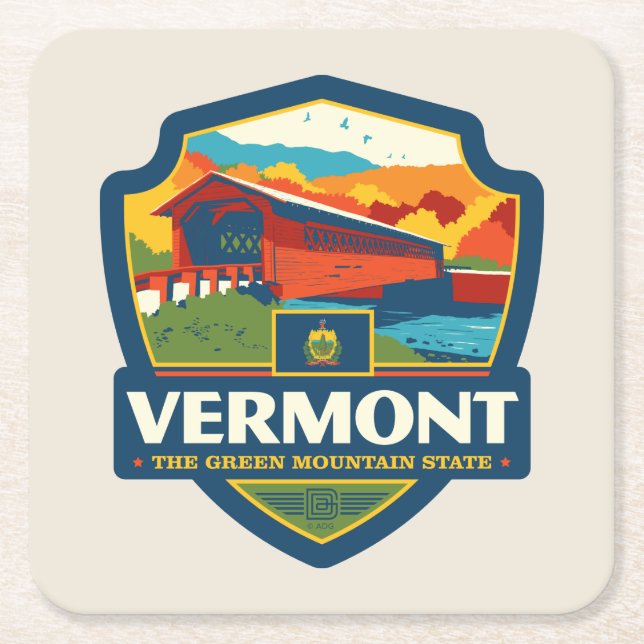 State Pride | Vermont Square Paper Coaster (Front)