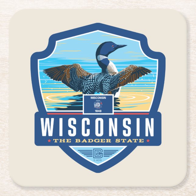 State Pride | Wisconsin Square Paper Coaster (Front)