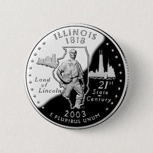 State Quarter of Illinois Reverse Side Faux 6 Cm Round Badge