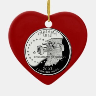 State Quarter of Indiana Reverse Side Faux Ceramic Tree Decoration