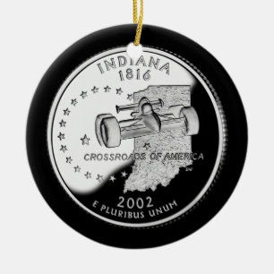 State Quarter of Indiana Reverse Side Faux Ceramic Tree Decoration
