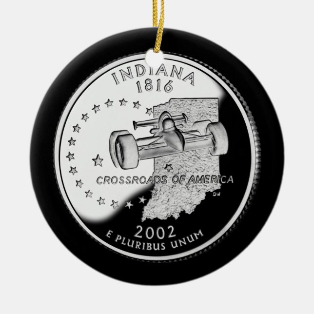 State Quarter of Indiana Reverse Side Faux Ceramic Tree Decoration (Front)