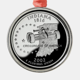 State Quarter of Indiana Reverse Side Faux Metal Tree Decoration