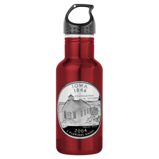 State Quarter of Iowa Reverse Side Faux 532 Ml Water Bottle (Front)