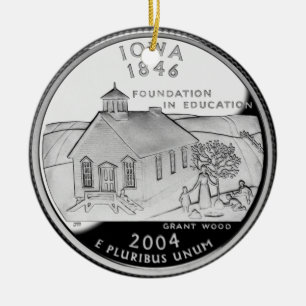 State Quarter of Iowa Reverse Side Faux Ceramic Tree Decoration