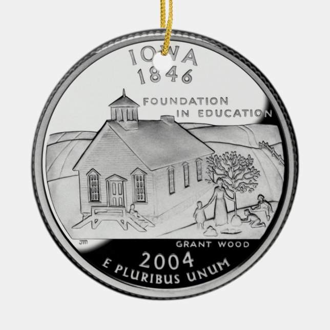 State Quarter of Iowa Reverse Side Faux Ceramic Tree Decoration (Front)