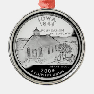 State Quarter of Iowa Reverse Side Faux Metal Tree Decoration