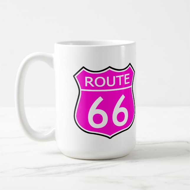 State Route 66 Travel Hot Pink Coffee Mug (Left)