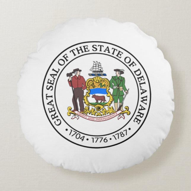 State seal of Delaware Round Cushion (Front)