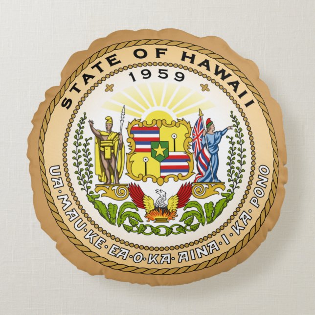 State seal of Hawaii Round Cushion (Front)