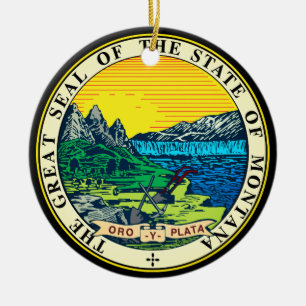State Seal of Montana (USA) Ceramic Tree Decoration