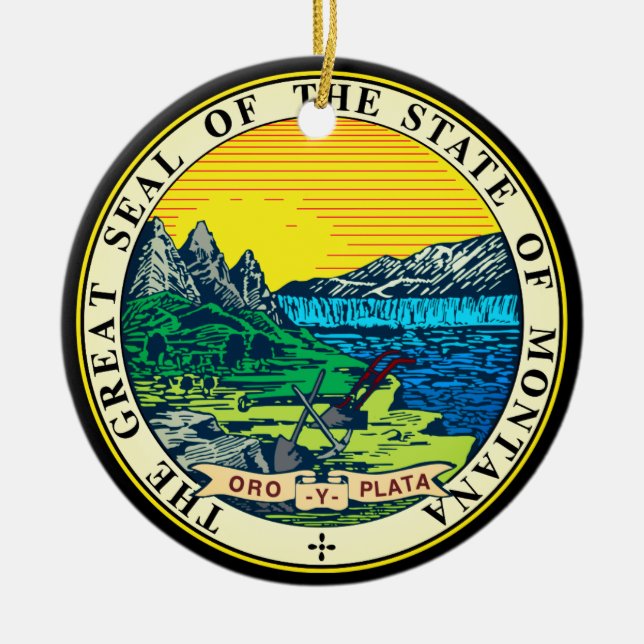 State Seal of Montana (USA) Ceramic Tree Decoration (Front)