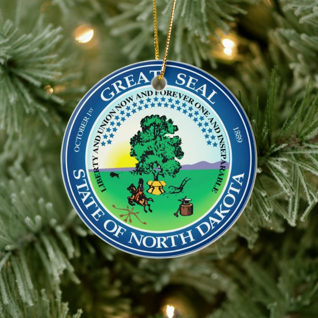 State seal of North Dakota Ceramic Tree Decoration (Tree)