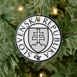 State Seal of Slovakia Ceramic Tree Decoration