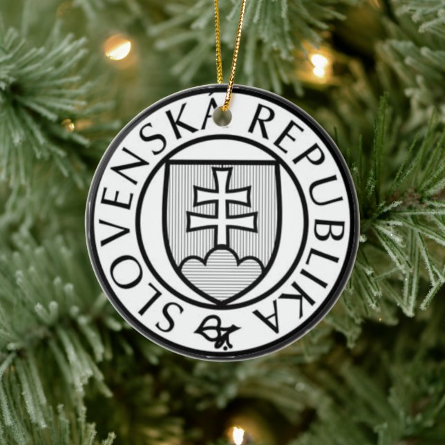 State Seal of Slovakia Ceramic Tree Decoration (Tree)