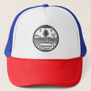 State Seal of Vermont in black and white T-Shirt Trucker Hat