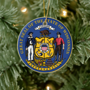 State Seal of Wisconsin Ceramic Tree Decoration