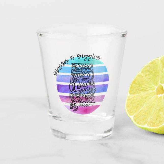 State Shot Glass Alabama Glasses Giggles (Front)