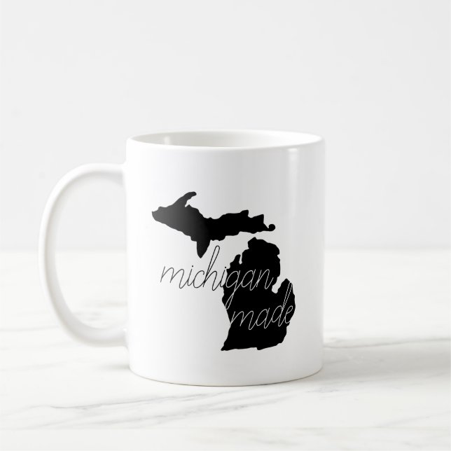 State Silhouette With Michigan Made Typography Coffee Mug (Left)