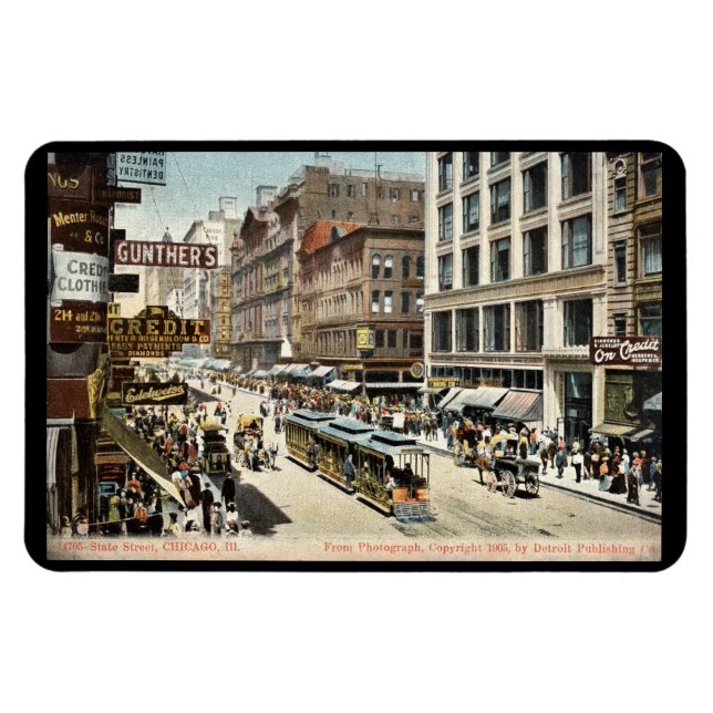 State St Chicago IL Vintage 1905 Postcard Magnet (Horizontal)