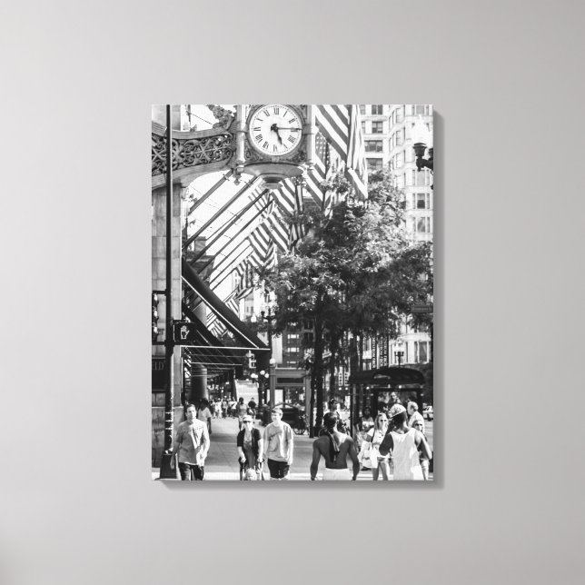State St Scene| Black and White Portrait Canvas (Front)