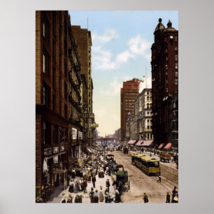 State Street north from Madison Street Chicago Poster
