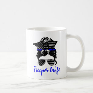 State Trooper Highway Patrol Messy Bun Wife   Coffee Mug