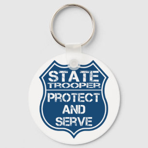 State Trooper Police Badge Protect and Serve Key Ring