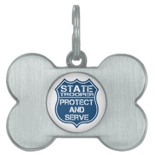 State Trooper Police Badge Protect and Serve Pet Name Tag