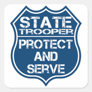 State Trooper Police Badge Protect and Serve Square Sticker