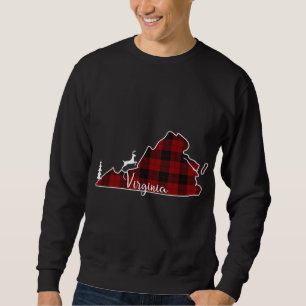 State Virginia Christmas Tree Plaid Deer Sweatshirt